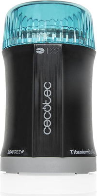 Cecotec Molinillo de Café y Especias TitanMill 200, Compacto, 200 W, Cuchillas recubiertas de Titanio, Capacidad de 50 gr, 10 Tazas de Café, Recipiente de acero cepillado, Sin tóxicos
