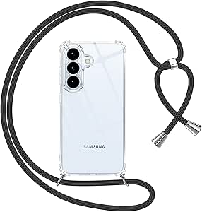 Pnakqil Funda para Samsung Galaxy S26 con Cuerda, Carcasa Transparente Silicona Colgar Collar Correa de Cuello Cadena Cordón para Samsung Galaxy S26 6,3" Fundas, Negro