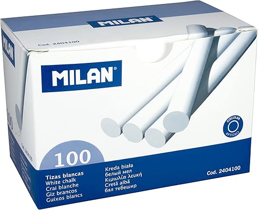 TIZA MILAN C/100 BLANCA LIBRE DE TODO TIPO DE ALERGENOS (2404100)