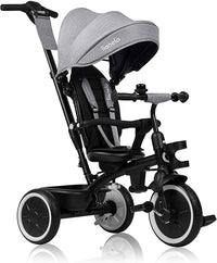 LIONELO Berry Triciclo Multifuncional de Paseo Silla de Paseo de 9 Meses a 5 años a 25 kg Ruedas Grandes de PU, Triciclo Asiento Giratorio 360° Montaje sin Herramientas