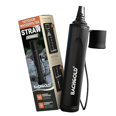 Filtro de agua de supervivencia al aire libre, equipo de preparación ultraligero, proporciona hasta 500 litros de agua potable para cualquier emergencia, incluye manguera, Negro
