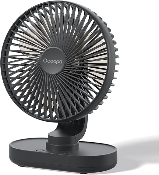 OCOOPA Ventilador USB Silencioso, 16cm Oscilante de Escritorio Con Batería Recargable 4000mAh, Portátil, 4 Velocidades Para Hogar, Cocina, Dormitorio, Oficina, Plata