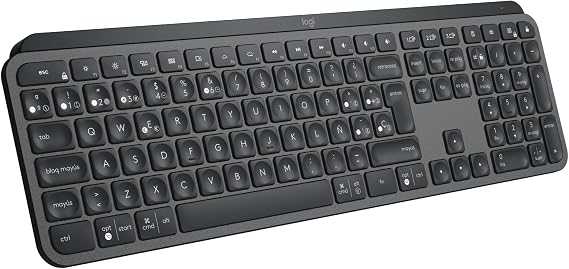 Logitech MX Keys S Teclado inalámbrico, Perfil Bajo,Escritura Fluida Precisa Silenciosa, Teclas Programables,Iluminación, Bluetooth, Carga USB C,para Windows, Linux, Chrome, Mac, QWERTY Español - Gris