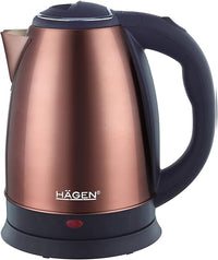 Hagen - Hervidor eléctrico compacto de acero inoxidable, diseño elegante, base de 360°, capacidad 1,8L, 1500W, base de 360°, filtro extraíble y lavable, HA5525 cuivre