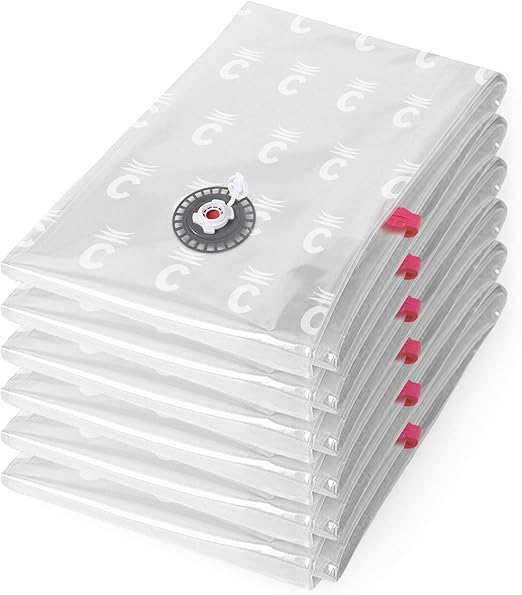 Compactor ASPISPACE - Juego de 6 Bolsas de Compresión al Vacío, Tamaño XL (80x130 cm), Transparentes