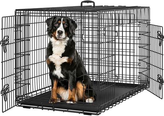 Yaheetech Jaula para Perros 122x71x78 cm Doble Puerta con Separador Transportin Perro de Viaje Jaula Metálica Plegable con Bandeja Extraíble para Interior Exterior Negro