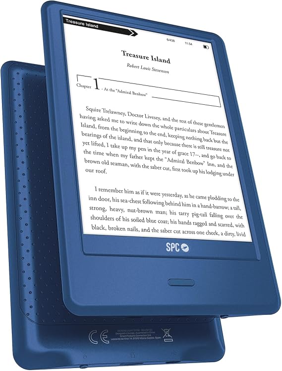 SPC Dickens Light 2 Pro – Libro electrónico Pantalla 6 Pulgadas táctil E-Ink | Brillo Ajustable y Temperatura de Color | 8GB más de 8000 Libros | 1 Mes autonomía | Ligero y Fino | USB-C | Azul