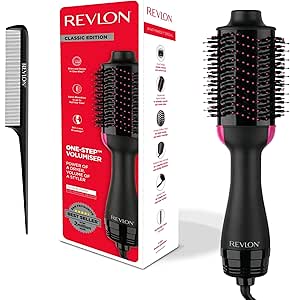 REVLON Salon One-Step Secador y voluminizador con peine seccionador incluido - 3 posiciones de calor y 2 velocidades, revestimiento ceramico, mango ergonomico, Original con peine