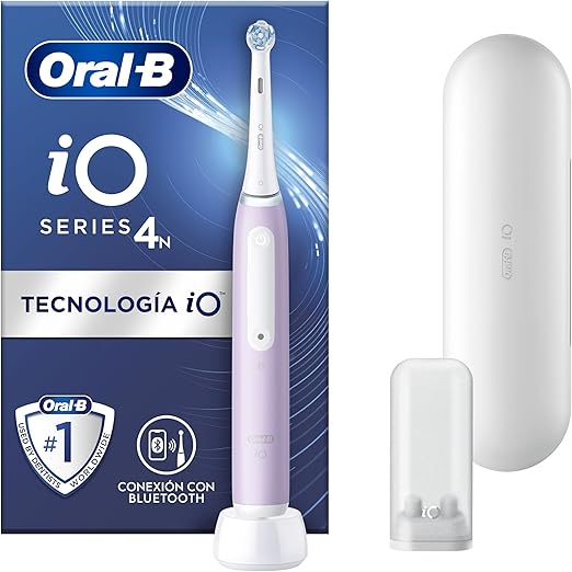 Oral-B iO 4N Cepillo de Dientes Eléctrico con Mango Recargable, 1 Cabezal y Estuche de Viaje, Diseñado por Braun, Regalos Originales para Mujer y Hombre - Lavanda