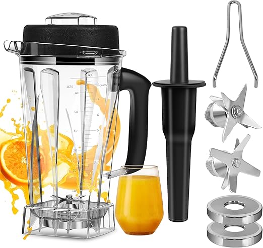 Awaiymi Contenedor de 64 onzas para jarra de licuadora Vitamix, reemplaza la clásica serie C 5200 6300 5000 5500 4200 4500 750 vaso para licuadora Vitamix con montaje de cuchilla y manipulación
