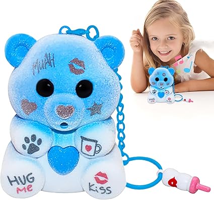 JIASHA Panda Interactivo,Llavero Oso Aleatorio Sorpresa,Oso Interactivo Love & Tell,Llavero Interactivo de os-o,Ositos Adorables con Biberón,para Niños a Partir de 3 Años (Rosa)