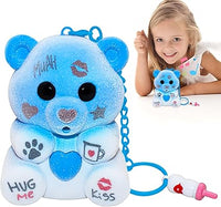 JIASHA Panda Interactivo,Llavero Oso Aleatorio Sorpresa,Oso Interactivo Love & Tell,Llavero Interactivo de os-o,Ositos Adorables con Biberón,para Niños a Partir de 3 Años (Rosa)