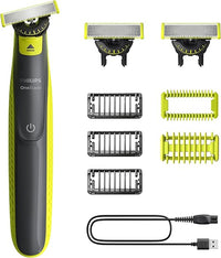 Thumbnail for Philips OneBlade 360 Auténtico Barbero, afeitadora y recortadora eléctrica facial y corporal, 3x 360 cuchillas, 3x peine para barba incipiente (1,3,5mm), 1x kit corporal, QP2824/31