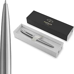 Parker Jotter XL bolígrafo | acero inoxidable monochrome | punta mediana | tinta azul | en estuche de regalo