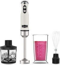 Cecotec Batidora de Mano Power RetroBeige 1200MAX Cream&Crush. Potencia Máxima 1200 W, Tecnología CrossBlades, 2 Velocidades, Set Accesorios aptos Lavavajillas, Campana antisalpicaduras