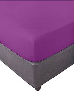 Miracle Home. Sábana Bajera 100% Microfibra cepillada, Ajustable, elástica y antipeeling. 135X200. Cama 135. Violeta