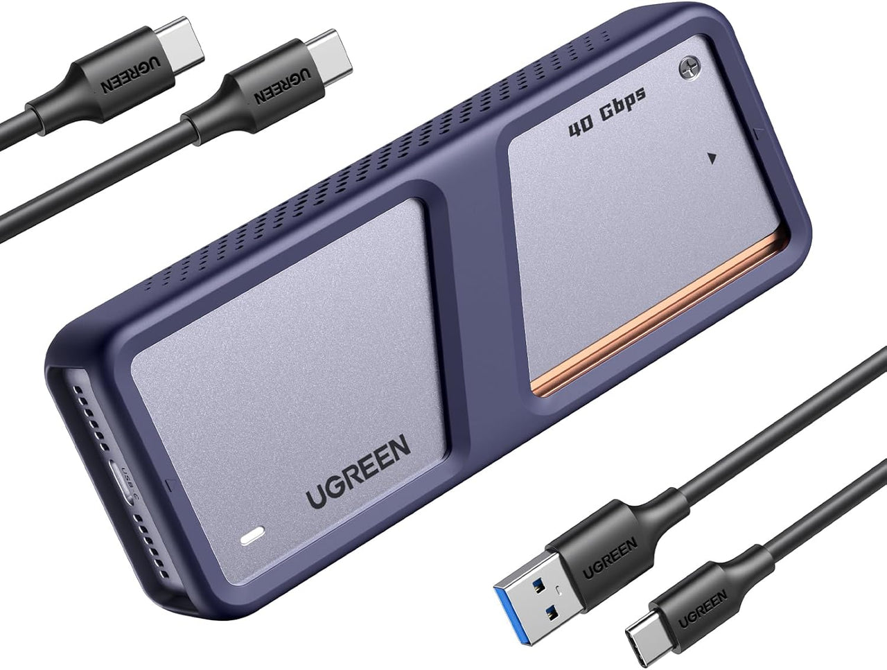 UGREEN Caja SSD M.2 NVMe 40Gbps, Carcasa M.2 PCIe UASP Trim USB 4.0 de 2230/2242/2260/2280 con M-Key o M+B Key Compatible con 970 EVO Plus 980 Pro WD SN770 Kingston