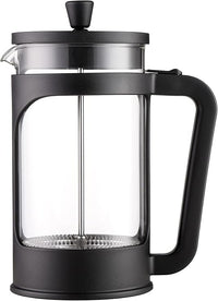 Vier - Cafetera/tetera de prensa francesa de 1 litro / 34 Oz. Vidrio borosilicato resistente al calor. Filtro acero inoxidable y cubierta negra.