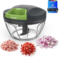 Ibergrif M501 Zwiebelschneider Manuell, Multifunktionaler Zwiebel Zerkleinerer, Multizerkleinerer mit Deckel, BPA-Frei, Easy Pull Zerkleinerer Manuell für Zwiebeln, Knoblauch, Nüsse