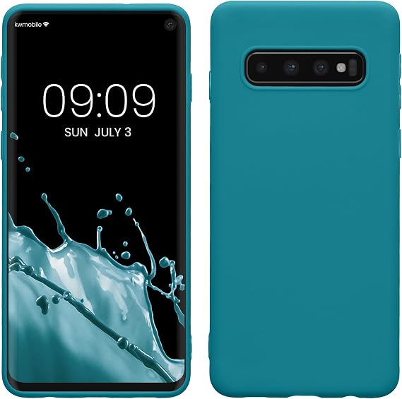 kwmobile Funda para Samsung Galaxy S10 Carcasa - Ultrafina de TPU y Silicona con Bordes elevados anticaídas - petróleo Mate