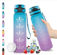 Vikaster Botella Agua 1 Litro, Botella de Agua Deportiva sin BPA, Motivadora con Filtro, Prueba de Fugas, para Gimnasio, Bicicleta, Al aire libre, Oficina