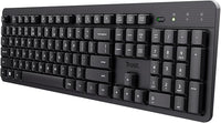 Trust ODY II Silencioso Teclado inalámbrico QWERTY US Formato, Flotantes Teclas de Perfil bajo, a Prueba de derrames, USB Micro Receptor 2.4GHz, Teclado inalámbrico de tamaño Completo para PC,