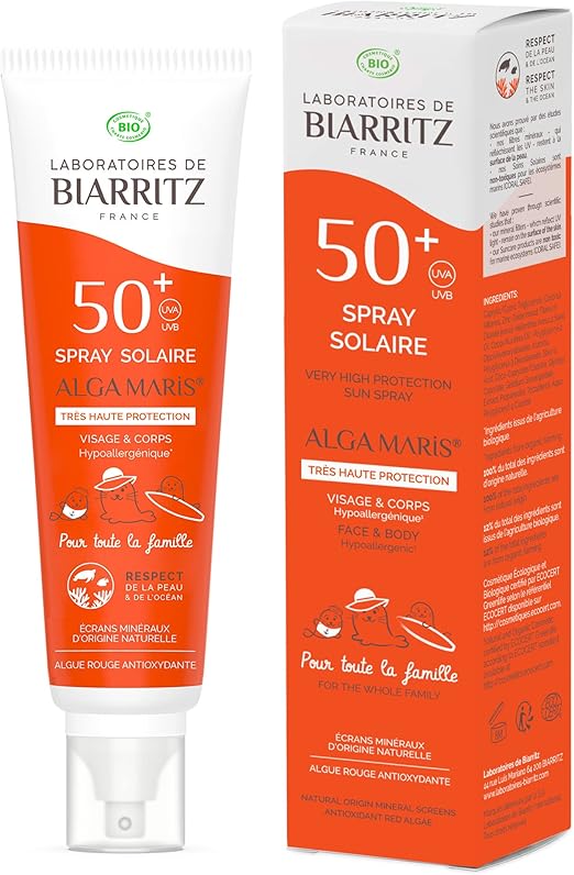 Alga Maris Sun Spray Facial y Corporal SPF 50+ Tamaño Familiar Hipoalergénico. 150 ml