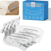 ALAFLY Sujetadores de Sábanas para Esquinas, Clips Antideslizantes Resistentes, Fijan Sábanas Ajustables sin Aflojarse, Clip de Presión Rápida, para Todo Tipo de Colchones (4 uds, Blanco)