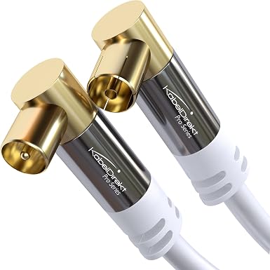 KabelDirekt – Cable Antena TV 4K – 3m, 90°, blanco, 2× 90°