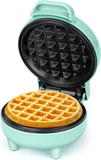 SNAILAR Gofrera Mini, ‎550Ｗ Waffle Maker, Gofrera Pequeña Para Gofres, Antiadherente, Mango Cool Touch, Diseño Compacto, Temperatura Automática, Verde