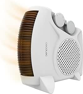 Cecotec Calefactor Eléctrico Bajo Consumo ReadyWarm 2000 Max Dual White. Termoventilador de 2000 W, Oscilación de 65º, 3 Modos, Termostato Regulable, Área de Cobertura 20 m2, Blanco