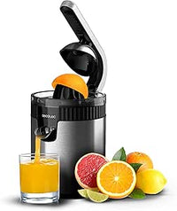 Cecotec Exprimidor Eléctrico de Brazo para Naranjas y Cítricos Xqueeze RetroJuice 600 Steel. 600W, Estilo Retro, Filtro de Acero Inoxidable, Cono de Plástico, Palanca para Extraer Pulpa, Antigoteo