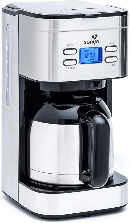 Senya SYBF-CM025 Cafetera isotérmica de acero, 800 W, 1.2 litros, Inoxidable