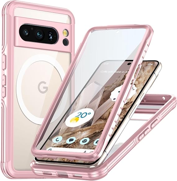 360° Funda para Google Pixel 8 Pro, Cover Completa en ambos lados, Protector de Pantalla Incorporado, Silicona del Teléfono, Phone Case Protección contra Caídas, Negro