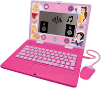 LEXIBOOK, Princessas Disney, Portátil Bilingüe y Educativo ESPAÑOL/INGLÉS, Juguete para Niños, 170 Actividades para Aprender, Jugar Juegos y Música, Pantalla Grande, Rosa, JC599DPi2