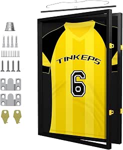 Tinkeps Marco para Camiseta de fútbol, Marco para Camisetas, Puede Guardar béisbol, Baloncesto, Camisetas de fútbol, Color Negro.