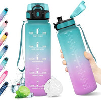KollyKolla Botella Agua Deporte 500ml/1L/1.5L, Botella de Agua Prueba de Fugas, con Marcador de Tiempo de Motivación, Cantimplora para Niños, Adulto, Gimnasio, Bicicleta, Escuela, Oficina, Gym