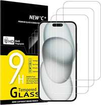 NEW'C 3 Piezas, Protector Pantalla para iPhone 16 Plus, iPhone 15 Pro Max, iPhone 15 Plus (6,7 Pulgadas), Cristal templado Antiarañazos, Dureza 9H, 0.33 mm Ultra Transparente, Ultra Resistente