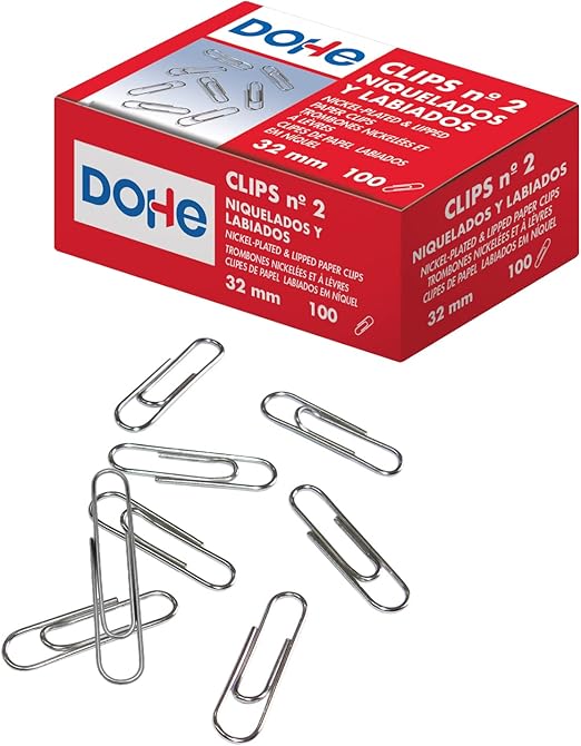 MTL 100er Pack vernickelte Büroklammern, Clips 32 mm