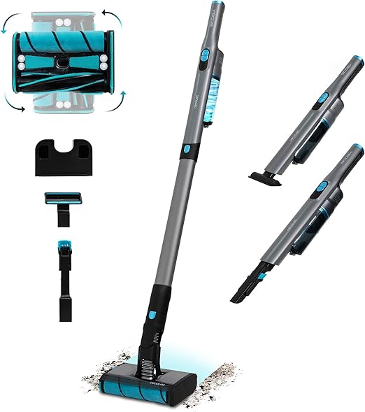 Cecotec Aspiradora Escoba sin Cable Ultraligera - Scoba 2100 Twice. 210W y 20 kPa, Motor Digital Brusless, Autonomía 45 mins, Cabezal Motorizado Omnidireccional con Doble Cepillo, 2 Accesorios