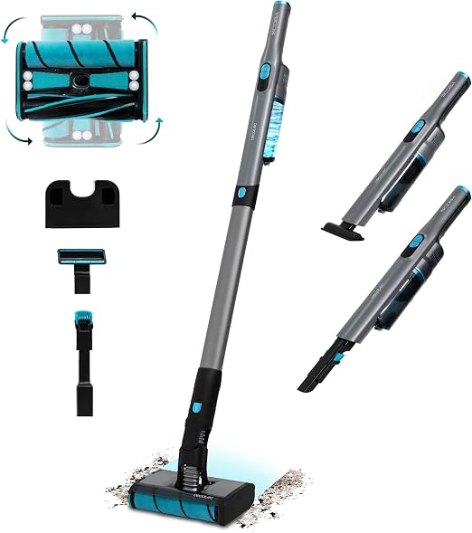 Cecotec Aspiradora Escoba sin cable Ultraligera - Scoba 2100 Twice. 210W y 20 kPa, Motor Digital Brusless, Autonomía 45 mins, Cabezal Motorizado Omnidireccional con Doble Cepillo, 2 Accesorios