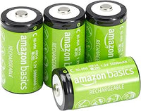 Amazon Basics - Paquete de 4 pilas recargables C NiMH, 5000 mAh, recargables hasta 1000 veces, precargadas