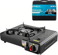 Axig Camping Gas Portatil para Cocina Exterior - Hornillo de Acero Inoxidable 1 Fogon para Cartucho o Bombona de Gas Butano con Potencia de 2200W y Maletín de Transporte para Acampada, Senderismo…