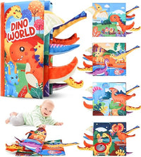 Libros de Tela para Bebes, Libro de Juguetes Aprendizaje y Educativo,Libro Bebe Interactivo (Dinosaur)