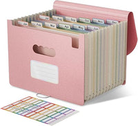 EcoStash Carpeta Clasificadora Acordeón, 12 Bolsillos Archivador A4 de Paja de Trigo, Clasificador Documentos Expandibles, Libre de BPA, Regreso a la Naturaleza, Vida Saludable - Rosa Fresa