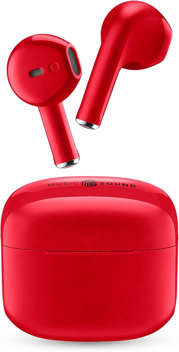 Music Sound | Swag - Auricular inalámbrico de cápsula - Tiempo de reproducción de hasta 20 h - Bluetooth® - Rojo