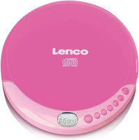 Lenco CD-011PK - Reproductor de CD portátil con función de carga de batería - Pantalla LCD - Diskman - CD walkman - con auriculares y cable de carga micro USB - Rosa