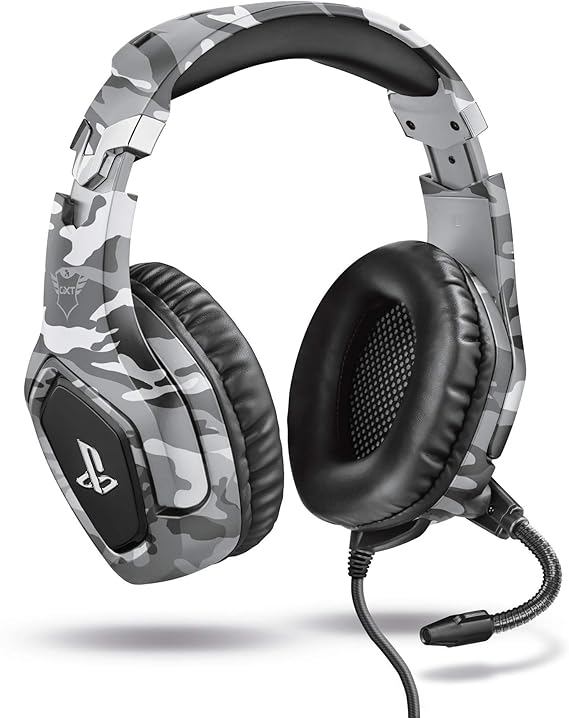 Trust Gaming Cascos PS4 y PS5 Auriculares de Gaming GXT 488 Forze-G, Licencia Oficial para PlayStation, Micrófono Plegable, Altavoces Activos de 50 mm, Cable Trenzado de Nailon de 1.2 m, Gris