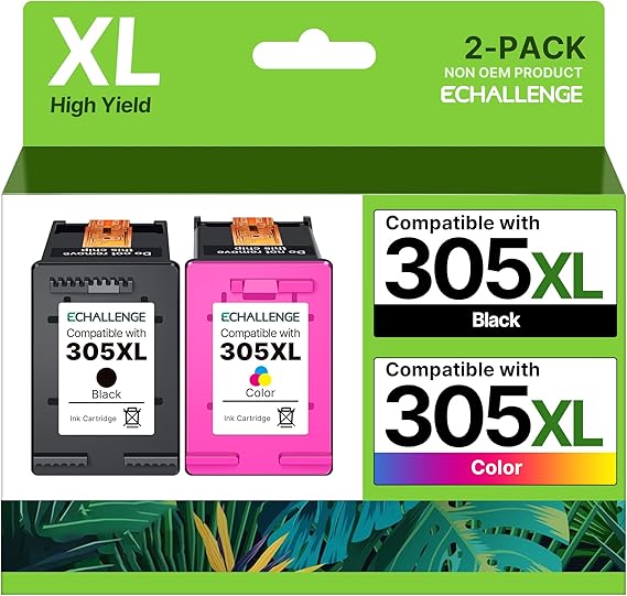 ECHALLENGE 305XL 305XL HP 305 XL - Cartucho de Tinta para HP 305 para DeskJet 2710 2720 DeskJet Plus 4100 4130 Envy 6010 6030 Envy Pro 6420 6430 (Negro y Color)