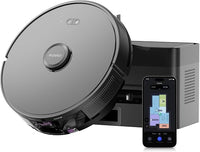 EUREKA E6 Plus Robot Aspirador y Fregasuelos, 5000Pa Succión Potente, Base de Vaciado Automático 2.5L,Sistema LiDAR preciso, Control por App, Diseño Anti-enredo, Ahorrador de Espacio,Mapa Multicapa